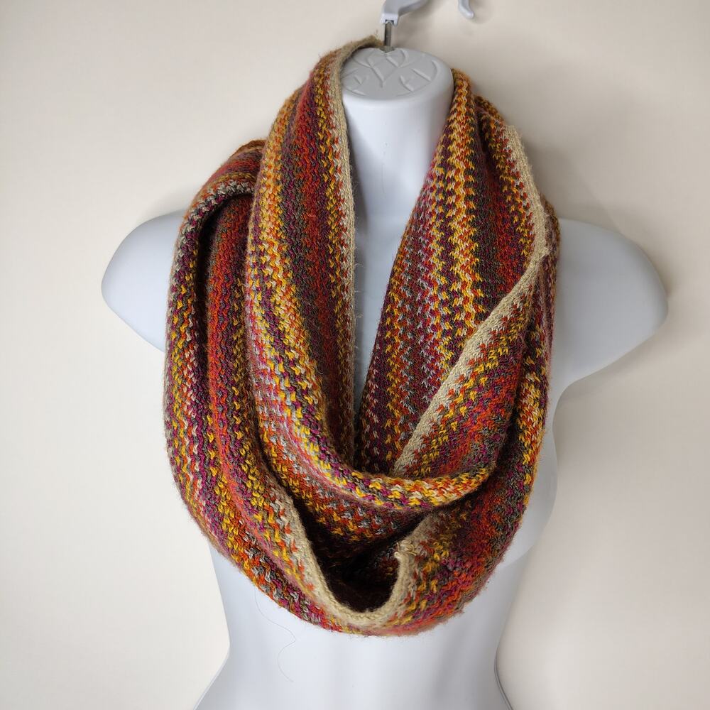 J.Jill Knit Infinity Scarf Multi‎ Fall Autumn Colors Orange Brown Yellow